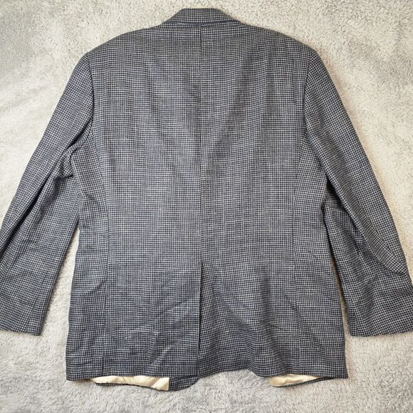 Nautica Men's Sport Coat 44R Gray Houndstooth Silk Wool Linen Blend Blazer - Picture 2 of 8